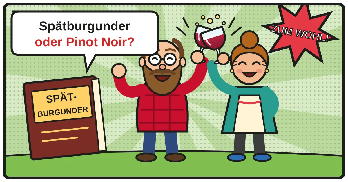 Comic: Zwei Weinfreunde stoßen an – Spätburgunder & Pinot Noir